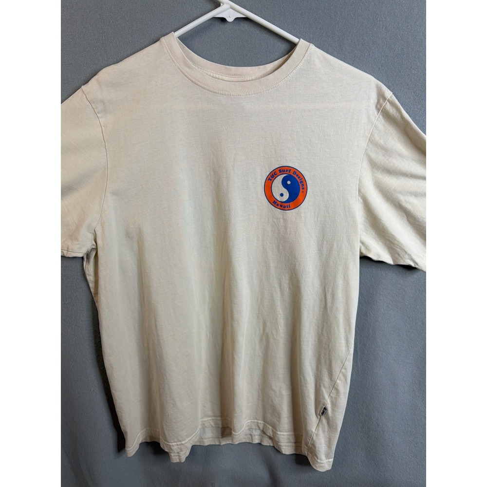 T&C Surf Designs Mens Large T-Shirt Cream Yin Yang Hawaii Organic Cotton - Picture 2 of 9